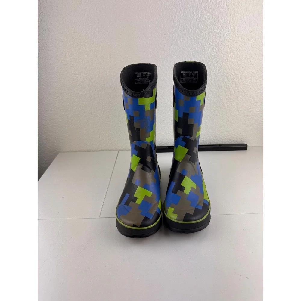 Bogs‎ Youth Waterproof Rain Boots Size 4 EU 37 Camo Pixel Digital Pattern
